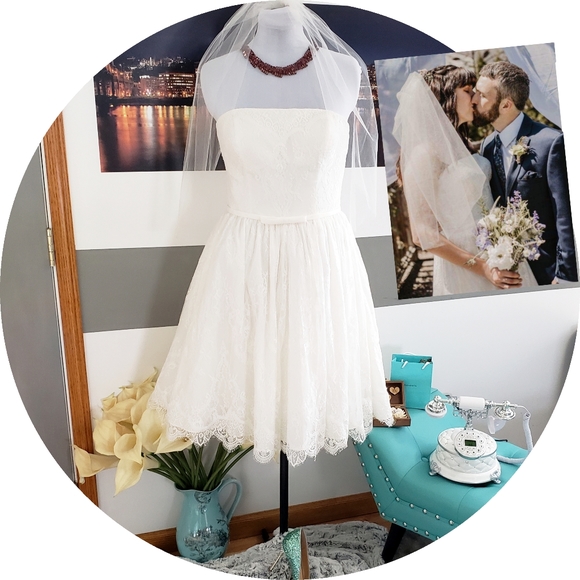 Wedding Gown by Mon Cheri, Ivory, midi, strapless - Picture 5 of 17